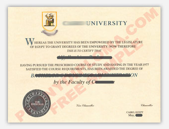 Cairo University - Fake Diploma Sample from Egypt